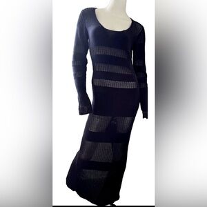 KSUBI KNIT BODYCON LONG MAXI PULL ON BODY SLIMMING MESH DRESS L